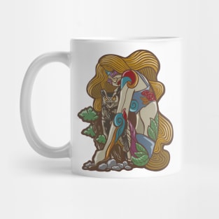 abstract girl owl shaped Mug